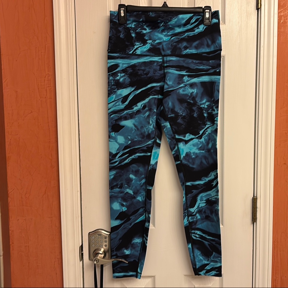 lululemon athletica Blue Black Leggings with High-Rise Waistband and Full Length